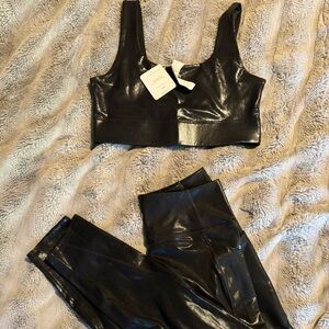 Fabletics Black fog foil Sport bra and leggings